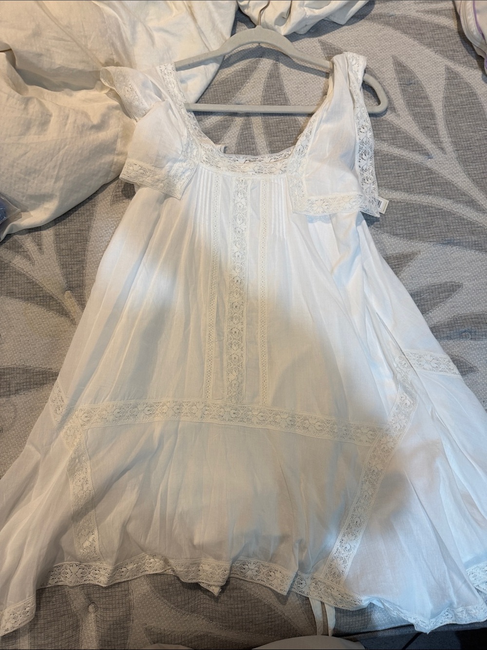 Rebecca Taylor White Lace-Trim Cotton Chemise